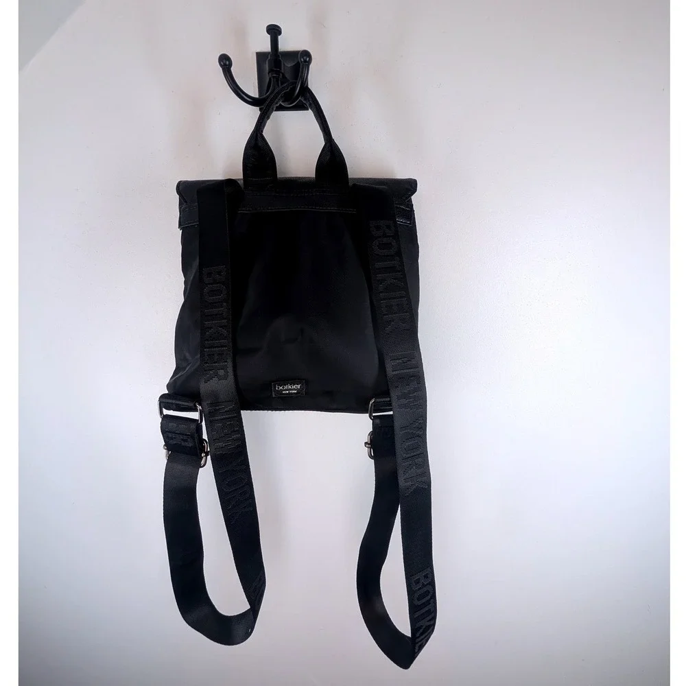 Botkier New York Black‎ Faux Leather Nylon Convertible Trigger Backpack Purse